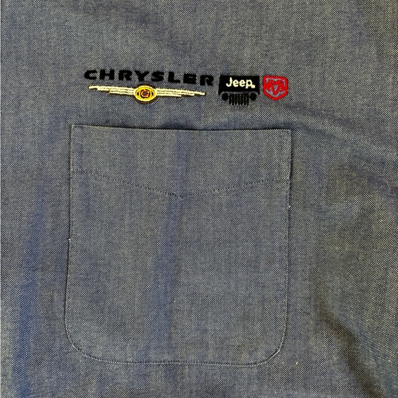Jeep Dodge Crysler Lands End Oxford Hyde Park Blue‎ Button Down Shirt XL 17-17.5 - Picture 2 of 7
